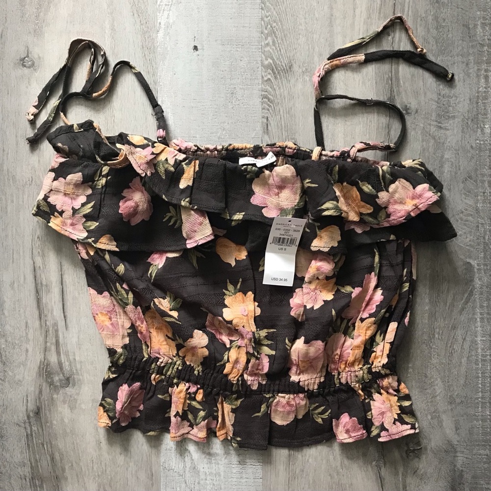 American Eagle Ruffle Crop Top Size Small NWT